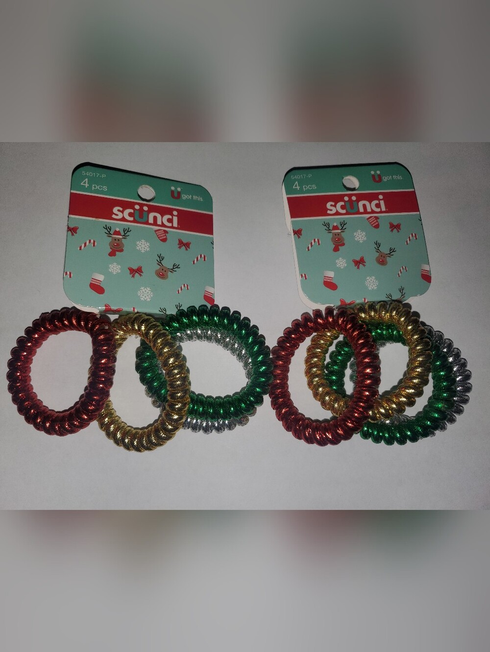 2 Pk Scunci Holiday Edition Spiral Hair Ties - Metallic